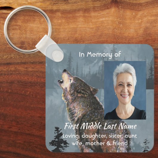 Memorial Keepsake Howling Wolf Art Sleutelhanger (Voorkant)