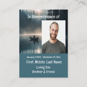 Memorial Keepsake Lake Boat Canoe Wilderness Visitekaartje