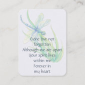 Memorial Keepsake Memorial Dragonfly Visitekaartje (Achterkant)