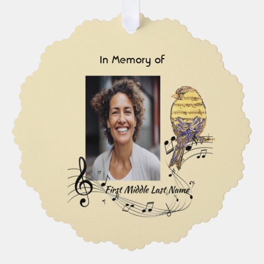 Memorial Keepsake Music Bird Ornament Kaart (Voorkant)