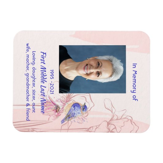 Memorial Keepsake Remembrance Bluebird Garden Magneet (Horizontaal)