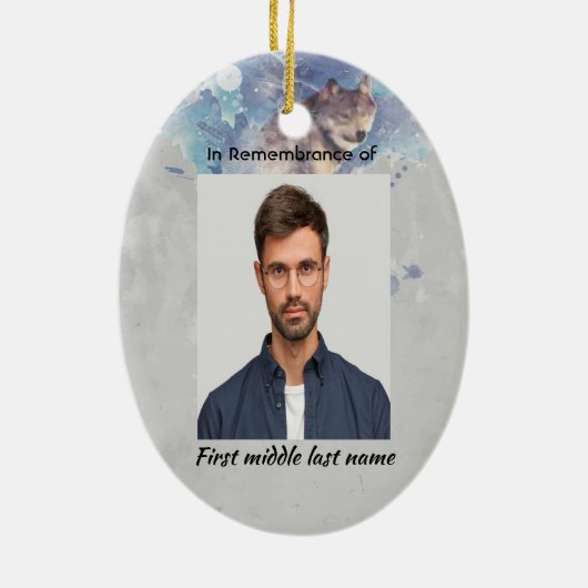 Memorial Keepsake Remembrance Wolf Keramisch Ornament (Achterkant)