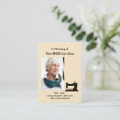 Memorial Keepsake Seamstress  Visitekaartje (Staand voorkant)