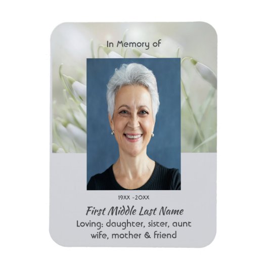 Memorial Keepsake  Snowdrop Flowers Magneet (Verticaal)