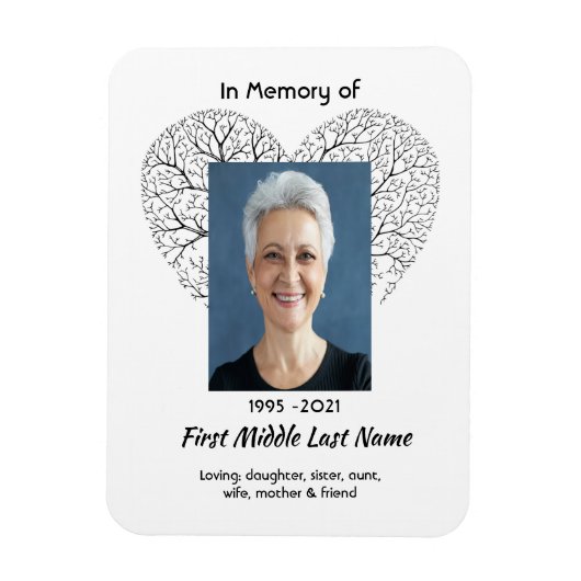 Memorial Keepsake Tree Life Heart Love Magneet (Verticaal)