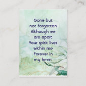 Memorial Keepsake Watercolor Foliage Visitekaartje (Achterkant)