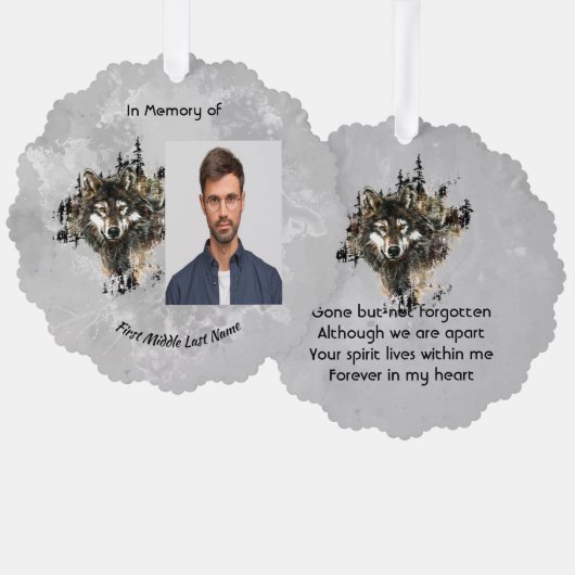  Memorial Keepsake Wolf Wolves Animal art Ornament Kaart (Voorkant / Achterkant)