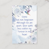 Memorial Keepslag Hummingbird Blue Rozen Visitekaartje (Achterkant)