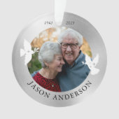 Memorial Keepslag White Dove Faux Silver Ornament (voorkant)