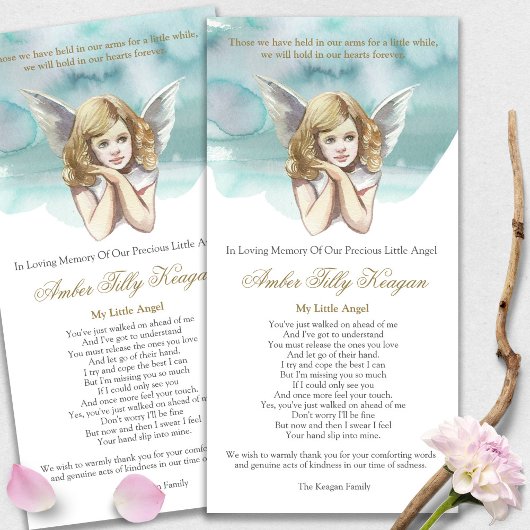 Memorial Loss Angel Wings Funeral Merci Cartes