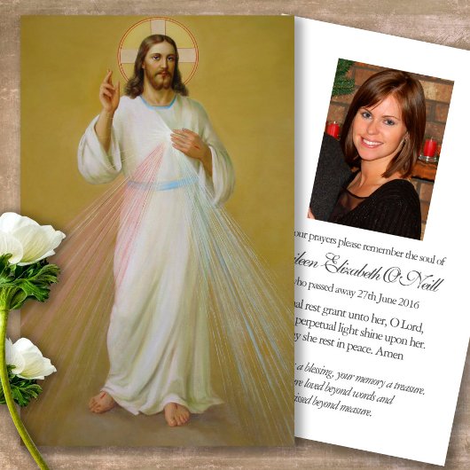 Memorial Loss Divine Mercy Prayer Sympathie Kaarte Visitekaartjes