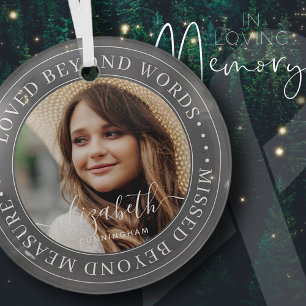 Memorial Loved Beyond Words Elegant Chic Photo Glas Ornament