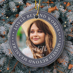 Memorial Loved Beyond Words Elegant Chic Photo Keramisch Ornament