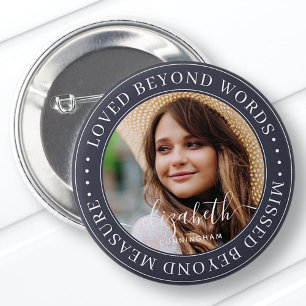 Memorial Loved Beyond Words Elegant Chic Photo Ronde Button 5,7 Cm