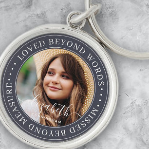 Memorial Loved Beyond Words Elegant Chic Photo Sleutelhanger