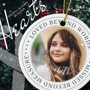 Memorial Loved Beyond Words Simple Chic Photo Keramisch Ornament