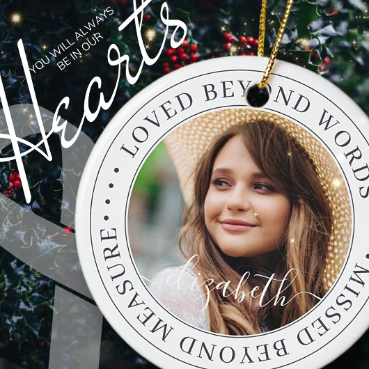 Memorial Loved Beyond Words Simple Chic Photo Keramisch Ornament