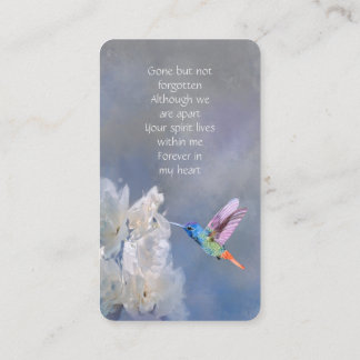 Memorial Memory Card Hummingbird White Flowers Visitekaartje