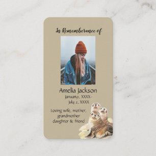 Memorial Memory Card Waterverf Seal Animals Visitekaartje