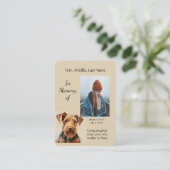 Memorial Memory Kaart Airdale Terrier hondeneigena Visitekaartje (Staand voorkant)