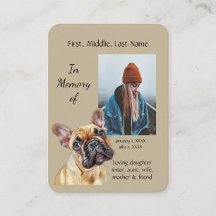 Memorial Memory Kaart Waterverf Franse Bulldog Visitekaartje