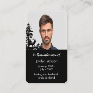 Memorial Memory Pocket Card Masculine Stag Deer Visitekaartje