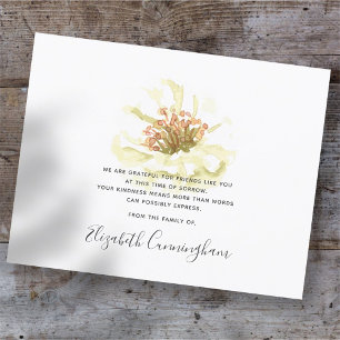 Memorial Modern Chic Floral Foliage Botanicals Bedankkaart