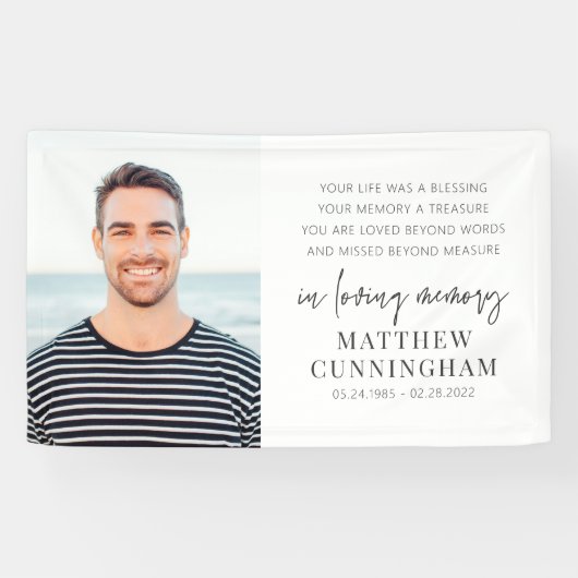 Memorial Modern Elegant Simple Chic Photo Spandoek (Horizontaal)