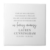 Memorial Modern Elegant Simple Chic Tegeltje (Voorkant)