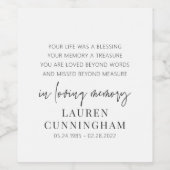 Memorial Modern Elegant Simple Chic Wijn Etiket (Enkel label)