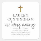 Memorial Modern Elegant Simple Cross Vierkante Sticker (Voorkant)