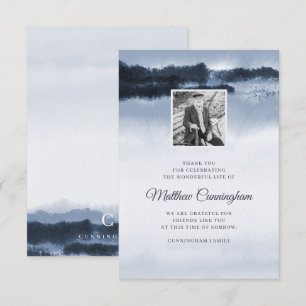 Memorial Modern Elegant Waterverf Aangepaste foto Bedankkaart