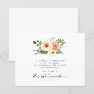 Memorial Modern Flower Floral Foliage Botanicals Bedankkaart