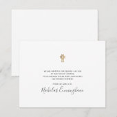 Memorial Modern  Gold Cross Bedankkaart (Voorkant / Achterkant)