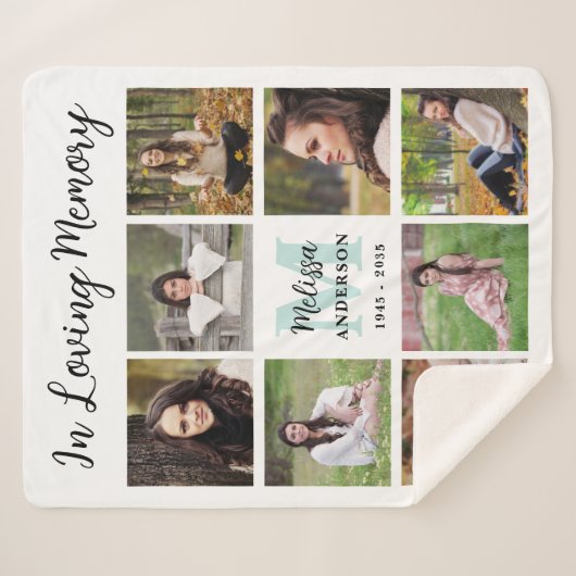 Memorial Modern Loving Memory 8 Afbeelding Sherpa Deken (Voorkant (horizontaal))