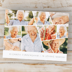 Memorial Modern Simple Chic 9 Photo Collage Briefkaart