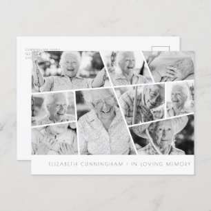 Memorial Modern Simple Chic 9 Photo Collage Briefkaart