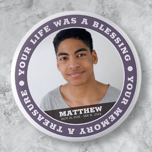 Memorial Modern Simple Custom Photo Keepomwille Ronde Button 5,7 Cm