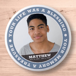 Memorial Modern Simple Custom Photo Keepomwille Ronde Button 5,7 Cm