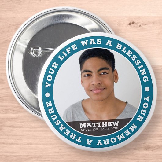 Memorial Modern Simple Custom Photo Keepomwille Ronde Button 5,7 Cm