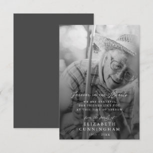 Memorial Modern Simple Forever in ons hart Foto Bedankkaart