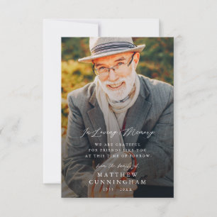 Memorial modern Simple in Loving Memory Photo Bedankkaart