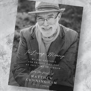 Memorial modern Simple in Loving Memory Photo Briefkaart