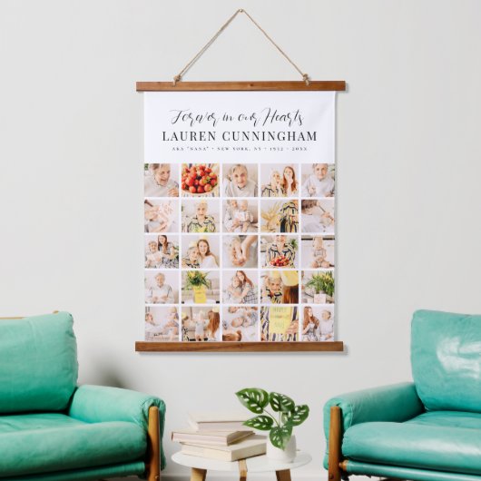 Memorial Modern Simple Minimalist 25 Photo Collage Hangend Wandkleed (Woonkamer)