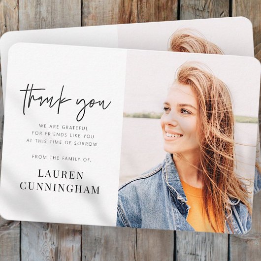 Memorial Modern Simple Minimalist Chic Photo Bedankkaart