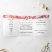 Memorial Multiple Floral Funeral Tri-Fold Programm Drieluik Programma (Binnen)