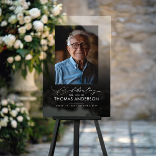 Memorial of begrafenisfoto tribute zwart vervaagd acryl bord