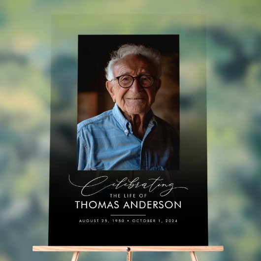 Memorial of begrafenisfoto tribute zwart vervaagd acryl bord (Neutraal)