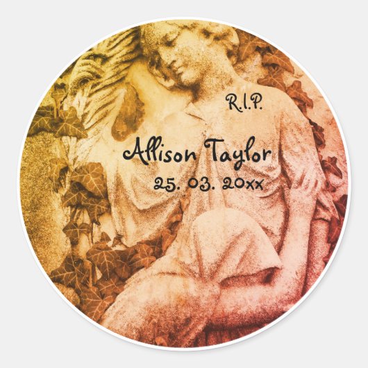 Memorial of Funeral Sticker - rouwen met Angel (Voorkant)