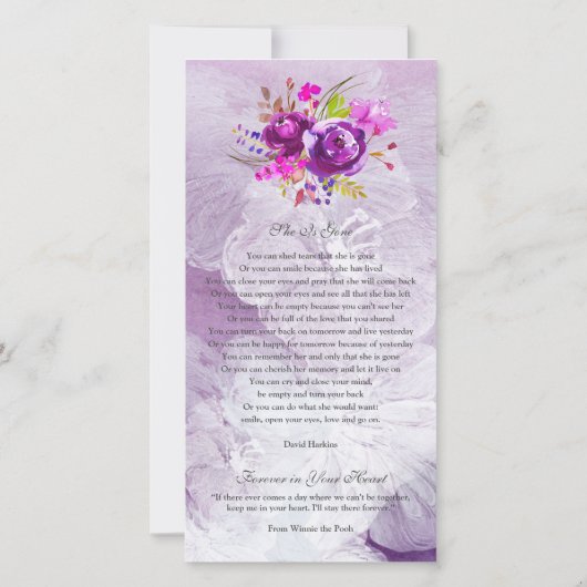 Memorial Paarse sympathie begrafenis dank u kaart (Achterkant)